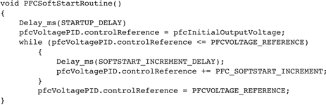 Listing 1 - This code fragment shows how a soft-start function is typically implemented at source-code level